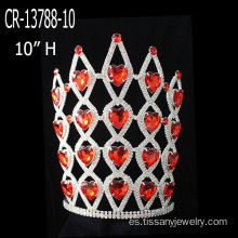 Rhinestone rojo corazón coronas para día de San Valentín